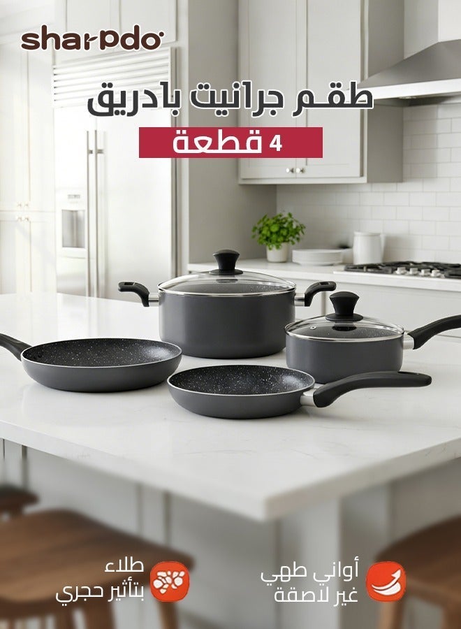 Sharpdo Non-Stick Aluminum Cookware Set, Pots and Pans with Heat Resistant Handles & Tempered Glass Lids, PFOA Free, All Stovetops Compatible, Includes Milk Pan, Casserole and Frying Pan - Image 1